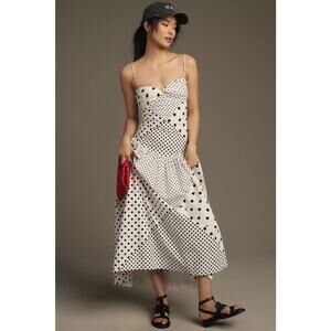 Anthropologie S/W/F Sleeveless Fitted Polka Dot Midi Dress